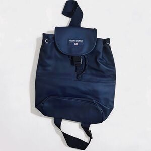 Ralph Lauren Polo Sports Vintage Navy Vinyl Backpack 90s